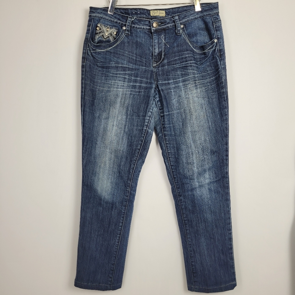 Earl Embroidered Rhinestone Bling Jeans Size 12